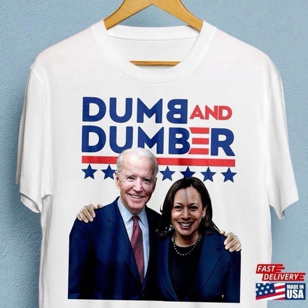 NWOT Dumb & Dumber Biden Harris Republican Political Novelty Graphic Tee Shirt - Picture 4 of 8